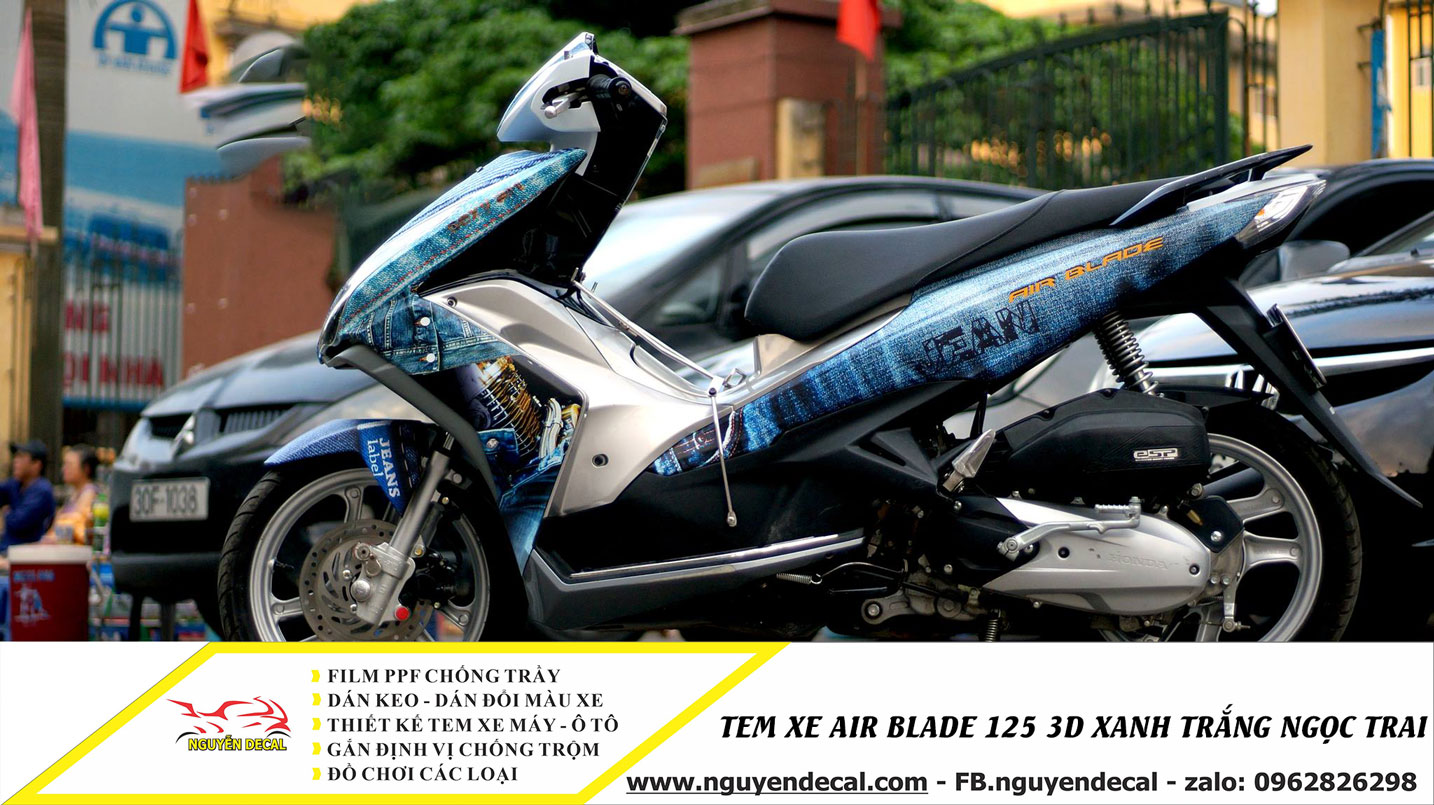 Tem xe air blade 125 3D xanh trắng ngọc trai - Nguyễn Decal - Chuyên Dán  Keo Xe Design Tem Xe Decal Tem Xe Nguyễn Decal