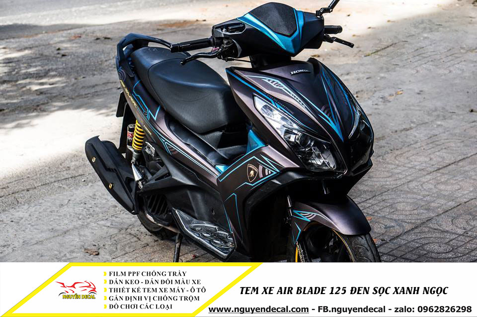 Tem xe air blade 125cc đen sọc xanh ngọc - Nguyễn Decal - Chuyên Dán Keo Xe  Design Tem Xe Decal Tem Xe Nguyễn Decal
