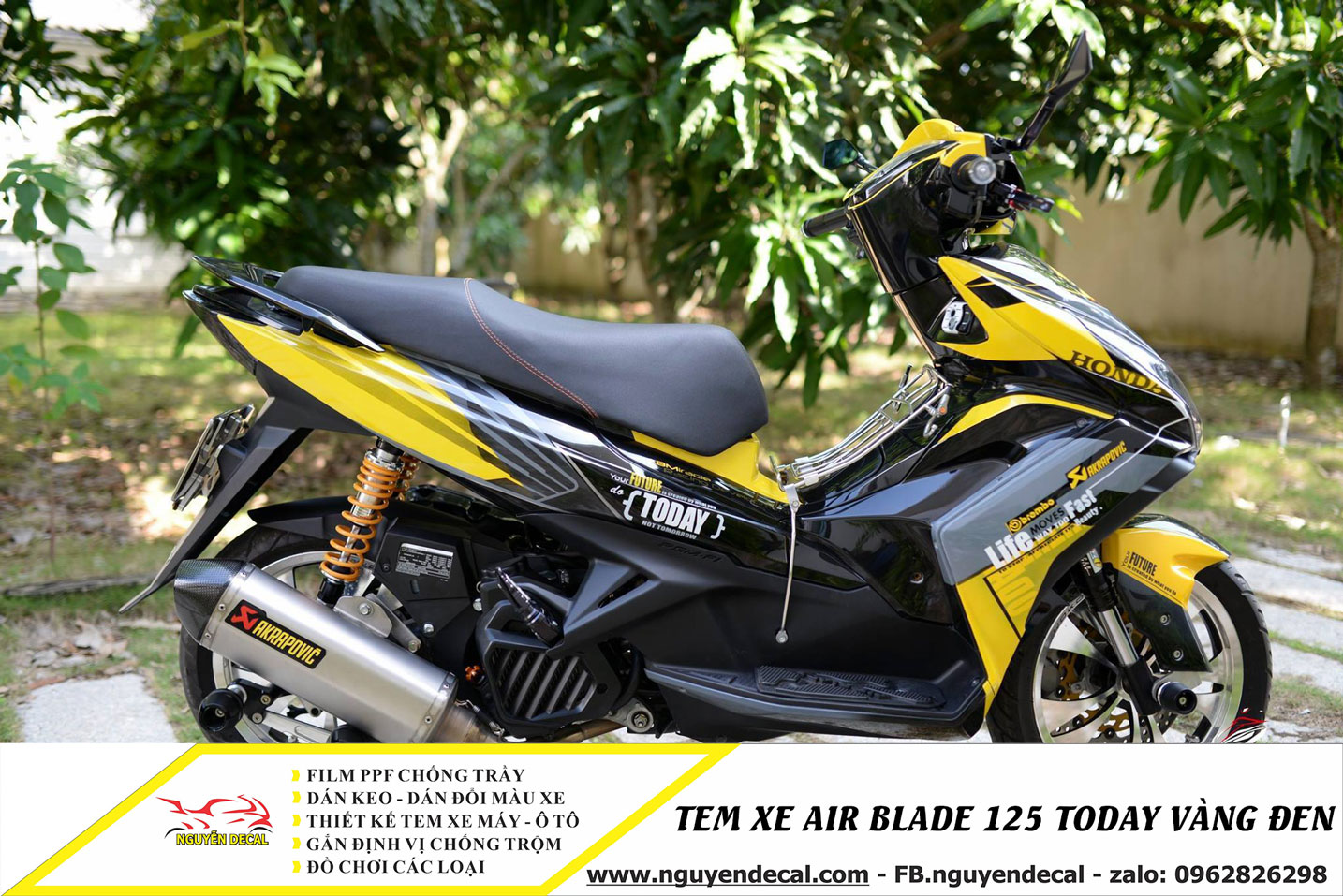 Tem xe air blade 125cc today vàng đen - Nguyễn Decal - Chuyên Dán Keo Xe  Design Tem Xe Decal Tem Xe Nguyễn Decal