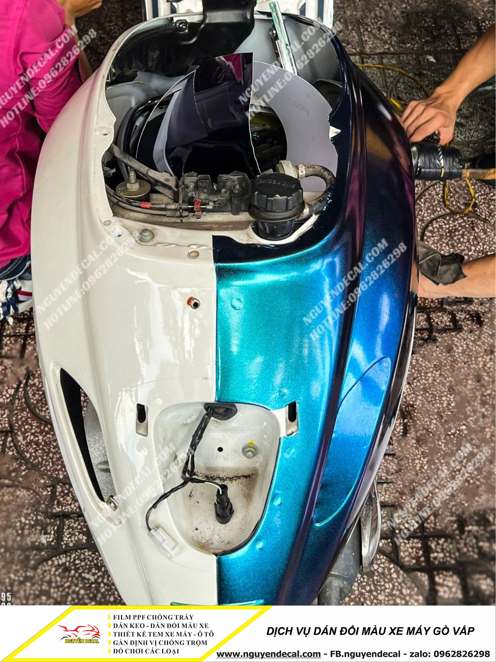 Tạo điểm nhấn mới: Dán decal đổi màu xe máy cực chất ở Gò Vấp