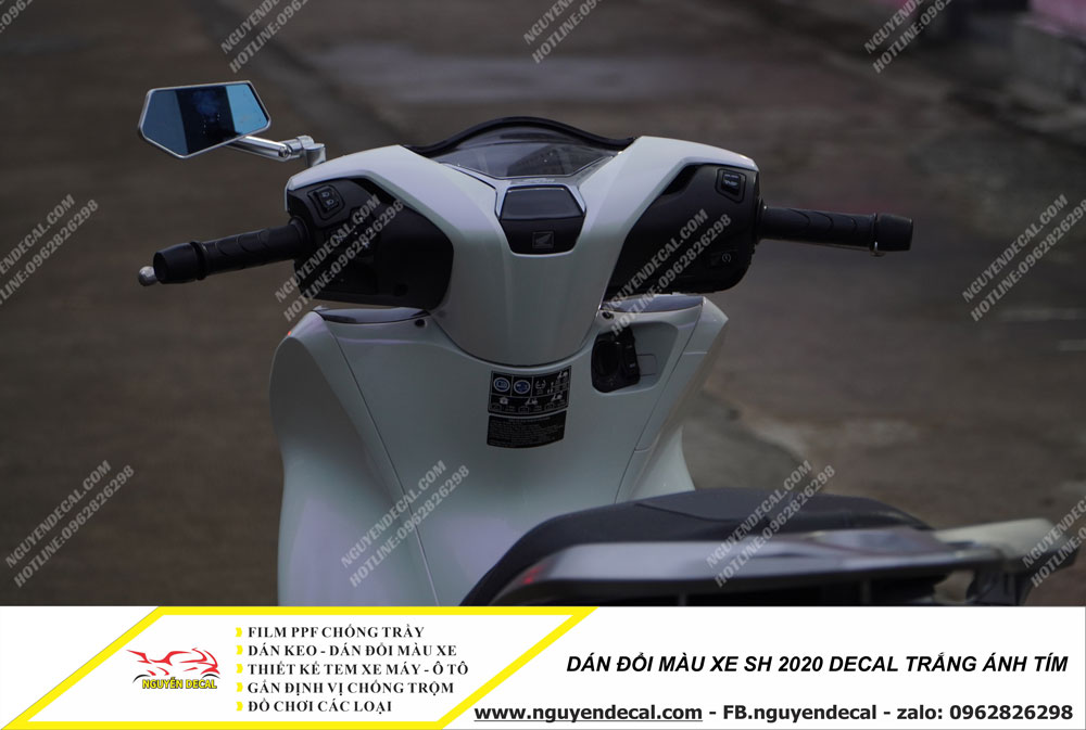 Dán đổi màu xe Sh 2020 trắng ánh tím