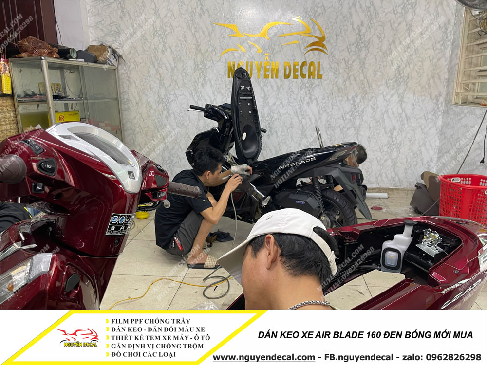 Dán keo xe Air Blade 160 mới mua