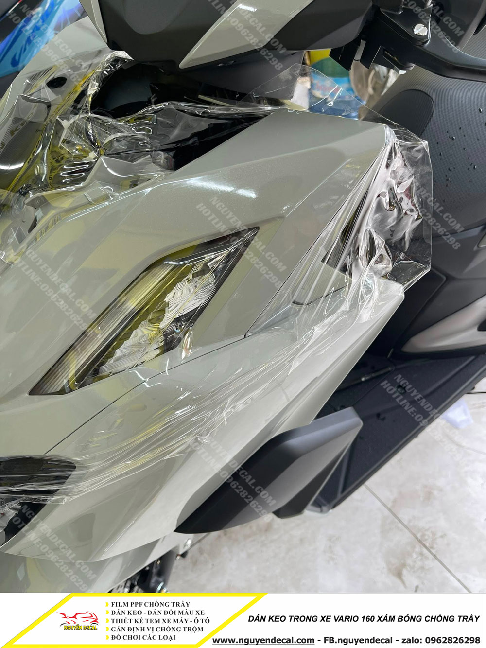 Dán keo trong xe Vario 160 màu xám Dán keo trong xe Vario 160 màu xám