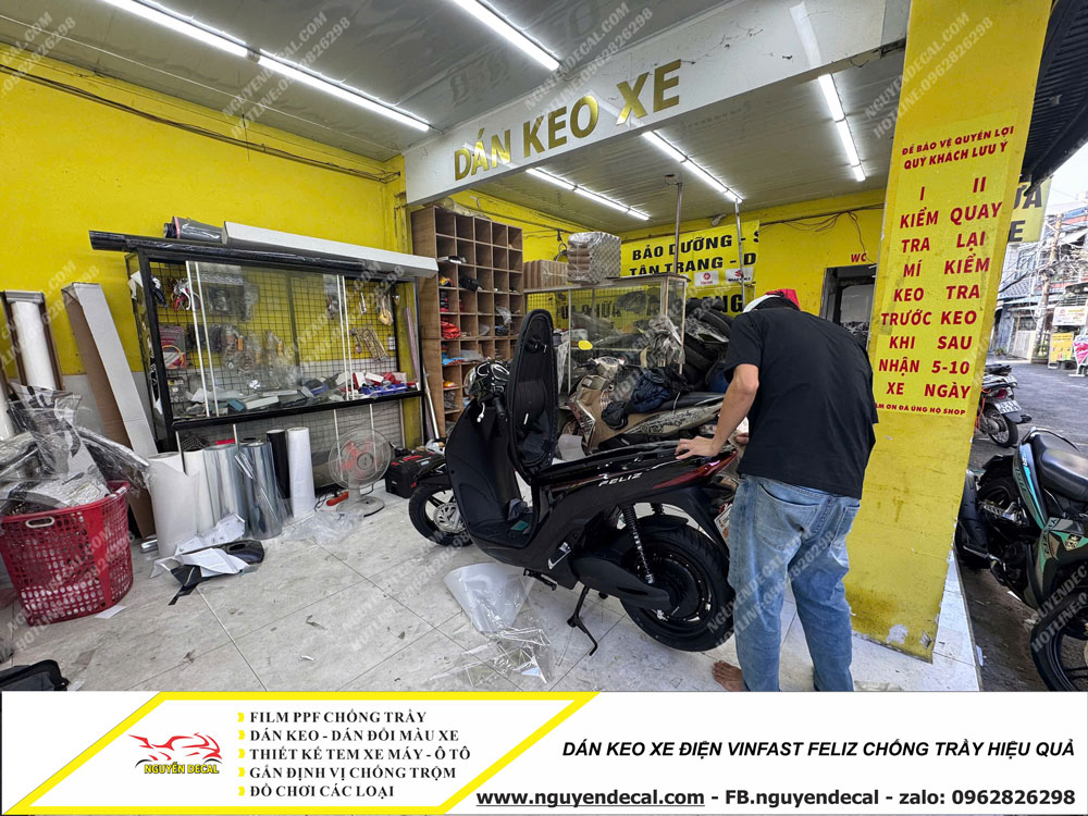 Dán keo xe điện Feliz chống trầy Dán keo xe điện Feliz chống trầy