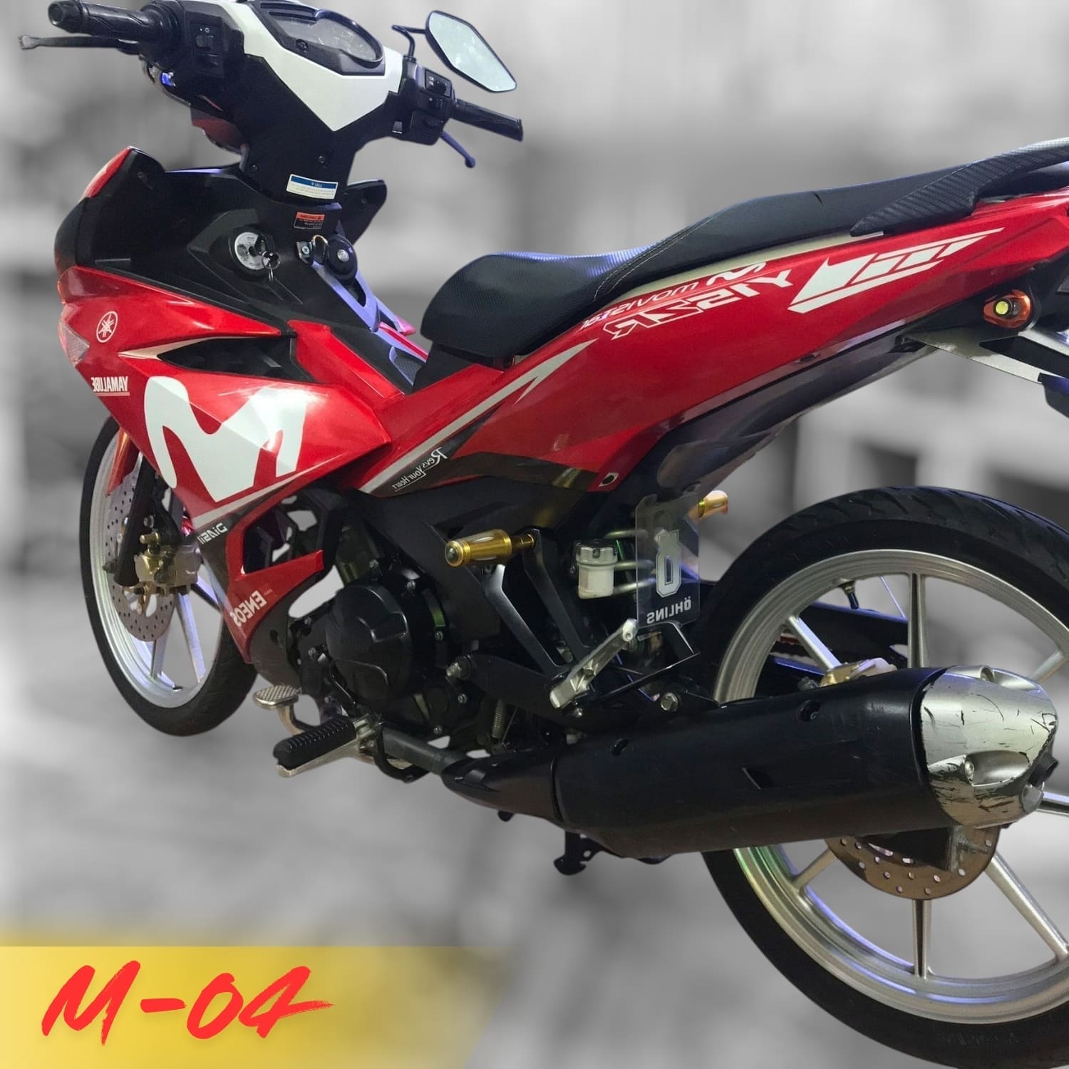 Tem xe Ex 150 mẫu movistar đen trắng