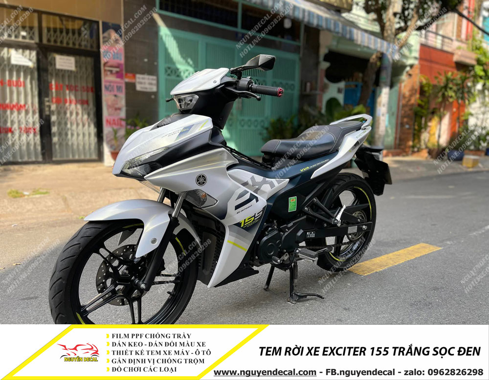 Tem xe Exciter 155 trắng