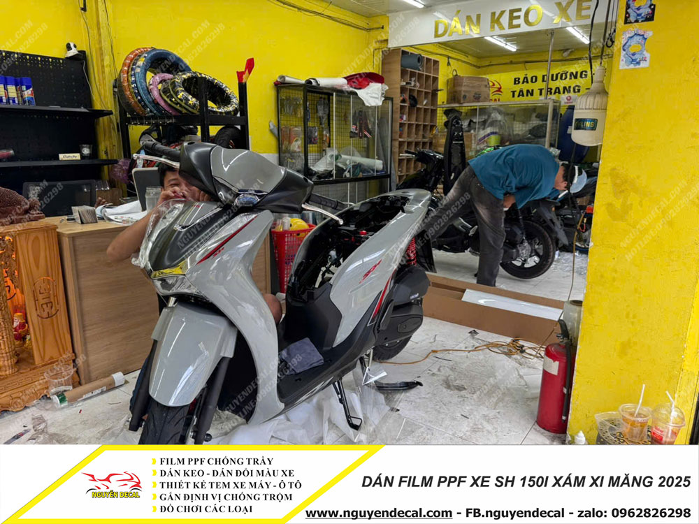 Dán PPF xe Sh 150i xám xi măng 2025 Dán PPF xe Sh 150i xám xi măng 2025