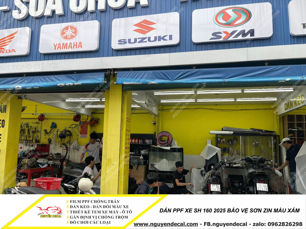Dán PPF xe Sh 160 20225 bảo vệ sơn zin màu xám Dán PPF xe Sh 160 20225 bảo vệ sơn zin màu xám