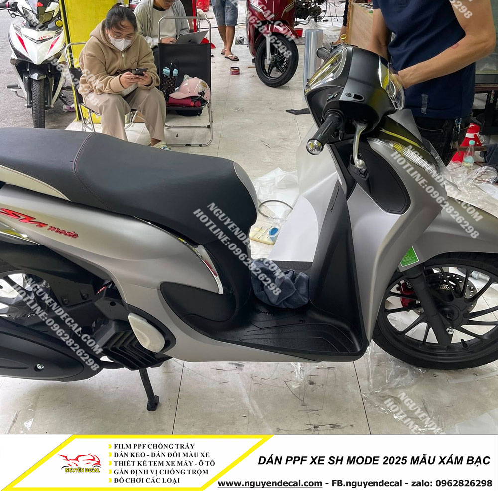 Dán PPF xe Sh mode 2025 mẫu xám bạc Dán PPF xe Sh mode 2025 mẫu xám bạc