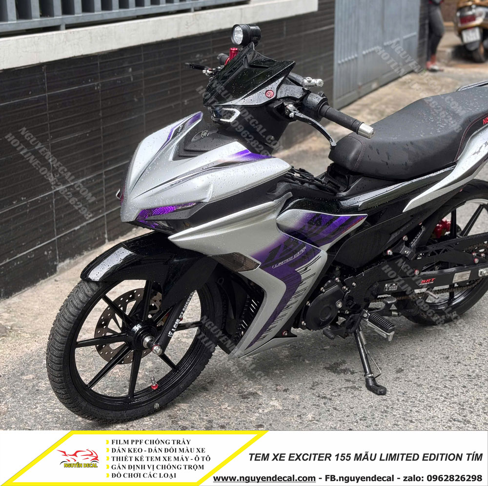 Tem xe Exciter 155 mẫu limited edition tím Tem xe Exciter 155 mẫu limited edition tím
