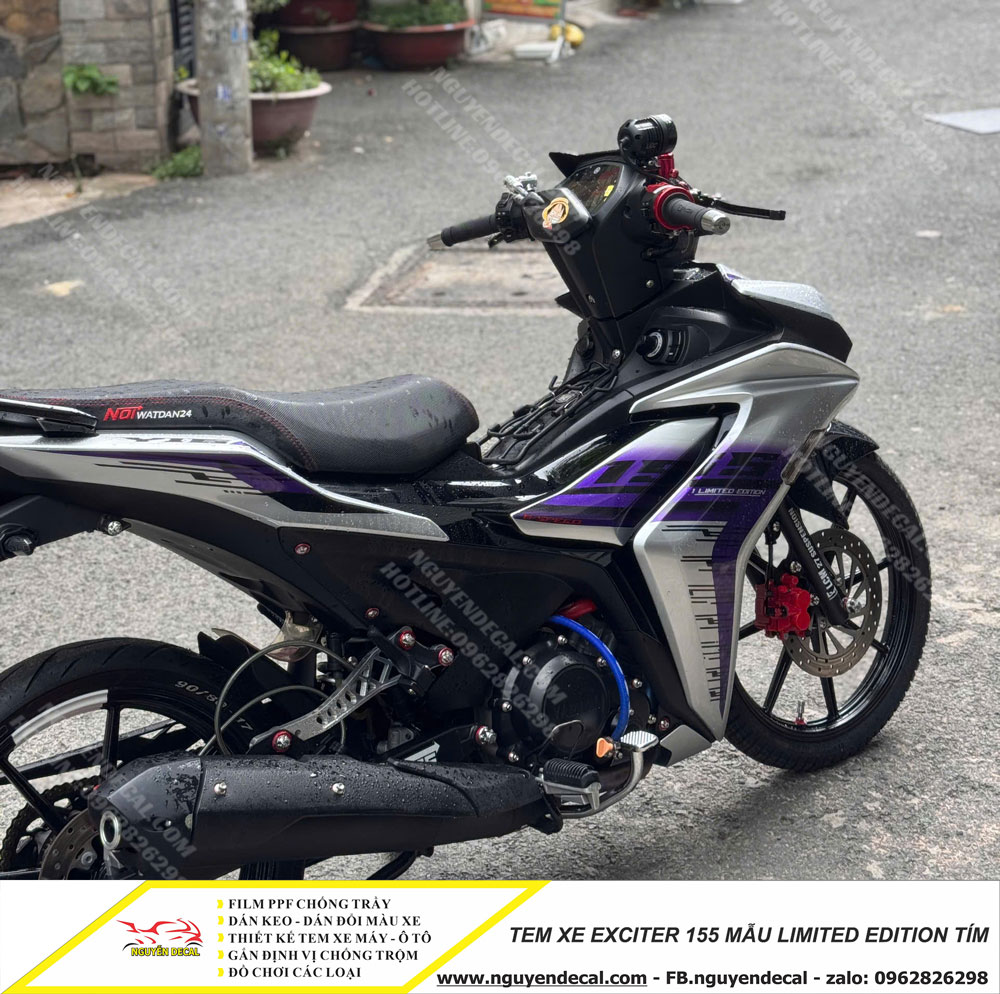 Tem xe Exciter 155 mẫu limited edition tím Tem xe Exciter 155 mẫu limited edition tím