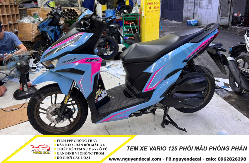 Tem xe Vario 125 phối màu hồng phấn Tem xe Vario 125 phối màu hồng phấn
