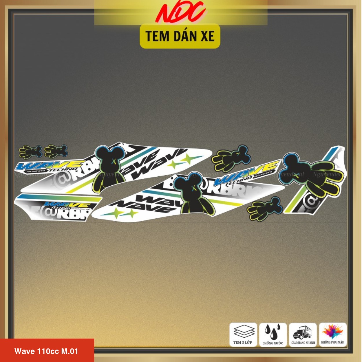 Tem rời xe Wave 110cc mẫu Bearbrick Tem rời xe Wave 110cc mẫu Bearbrick