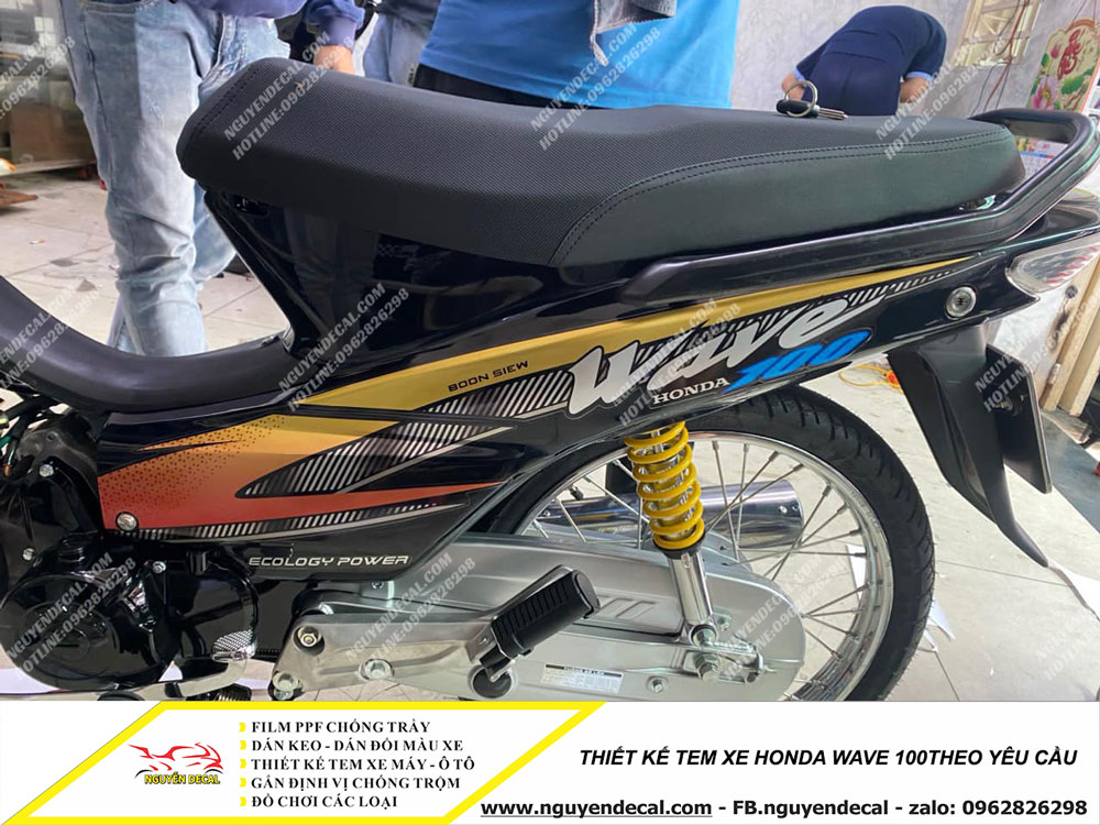 Tem xe Honda Wave 100 thiết kế theo yêu cầu