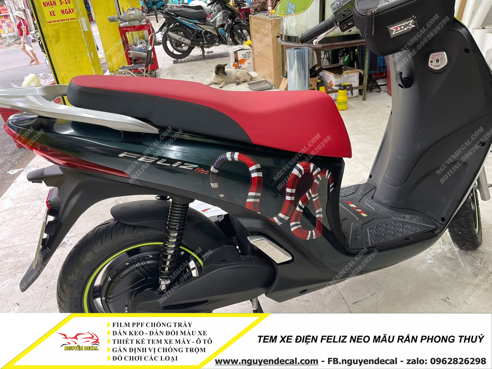 Tem xe điện Feliz Neo mẫu rắn phong thuỷ Tem xe điện Feliz Neo mẫu rắn phong thuỷ