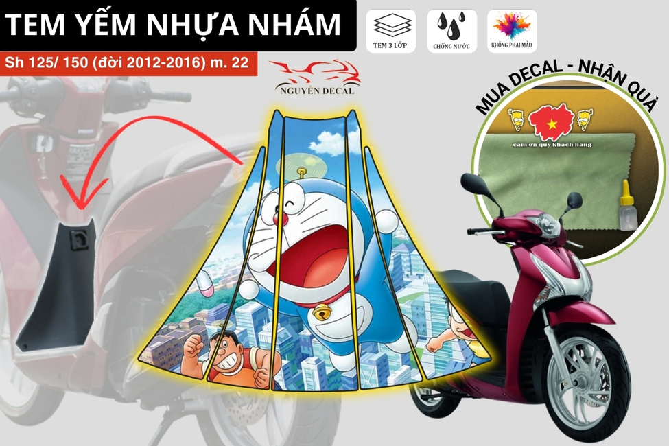 Tem xe yếm nhựa nhám xe Sh 2012-2016 m22