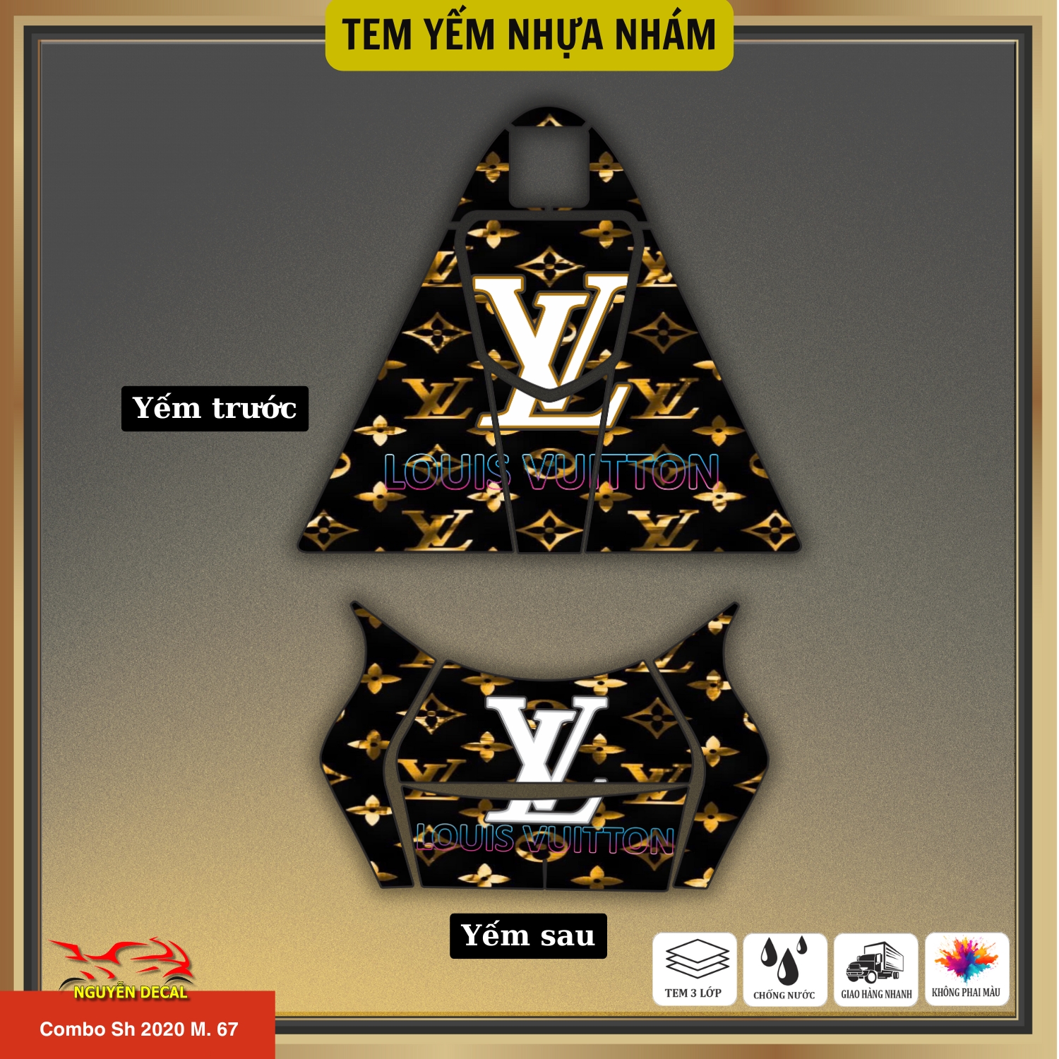 Combo tem yếm xe Sh 2020-2025 mẫu LV Dior Combo tem yếm xe Sh 2020-2025 mẫu LV Dior