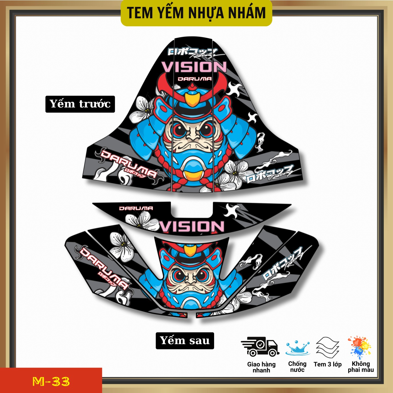 Combo trước sau tem yếm xe Vision 2020-2025 Combo trước sau tem yếm xe Vision 2020-2025