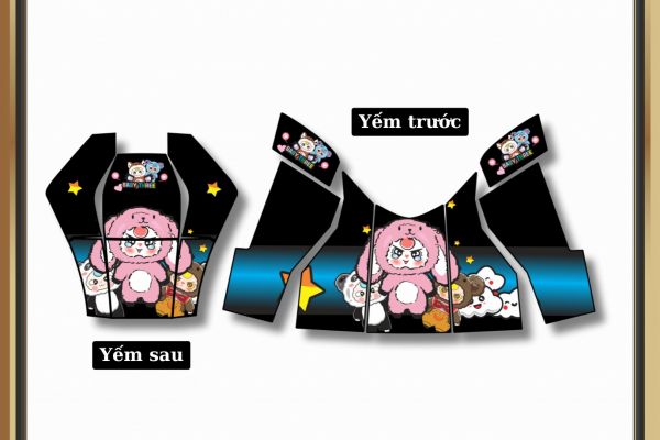 Combo tem yếm nhựa nhám xe Vario 160 mẫu hoạt hình