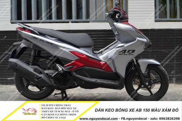 Dán keo bóng xe Air Blade 150 màu xám đỏ