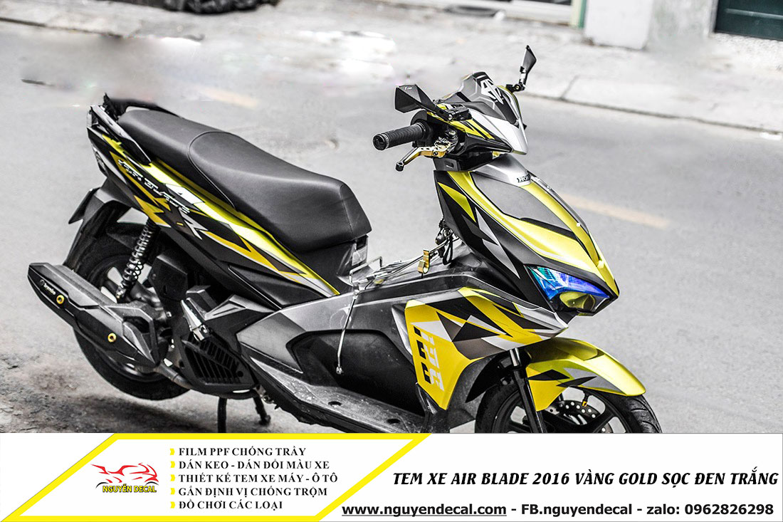 Tem xe air blade 2016 vàng gold sọc đen trắng  Nguyễn Decal  Chuyên Dán  Keo Xe Design Tem Xe Decal Tem Xe Nguyễn Decal