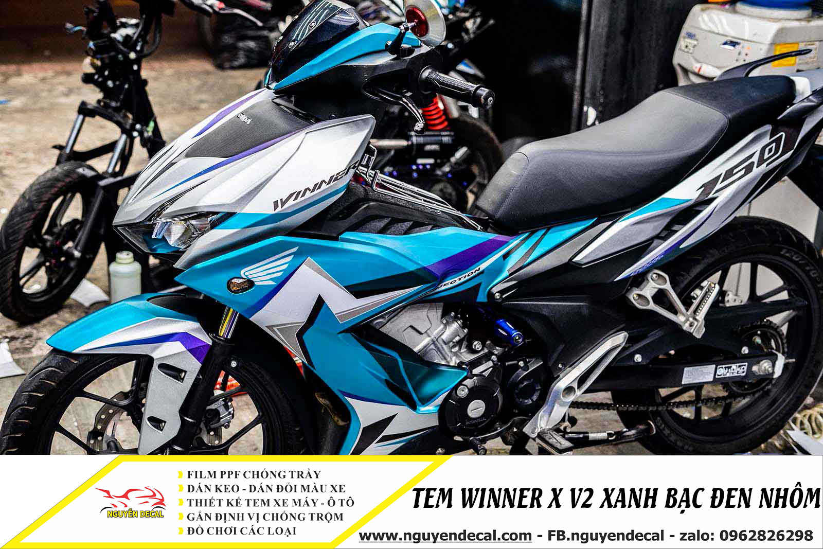 Tem xe Winner X V2  Thiết kế Honda Cánh Chim Đỏ Đen Nhôm Mờ  Tem xe  Dán  PPF chống xước  Sơn Sporty SH  Sơn tĩnh điện  Sơn mâm xe máy