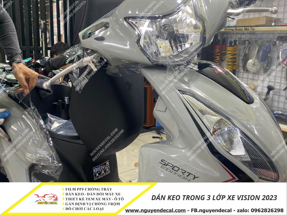 Dán keo trong 3 lớp xe vision 2023